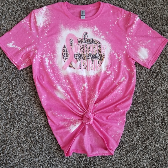 Gildan Tops - Bleached Sublimation Breast Cancer shirt